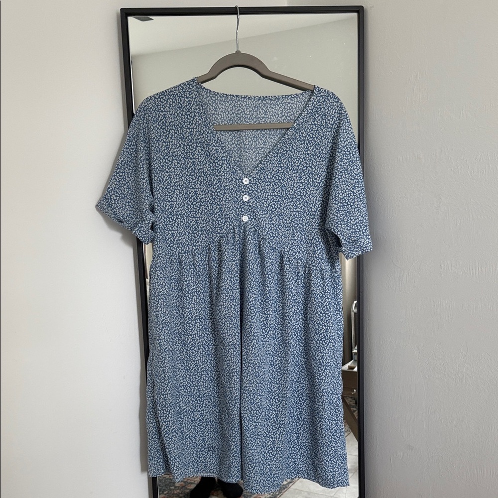 Soft Blue Leopard Summer Women's Dress